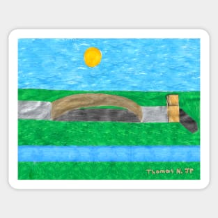 Bridge Landscape by Tommy - Homeschool Art Class 2021/22 Art Supplies Fundraiser Sticker